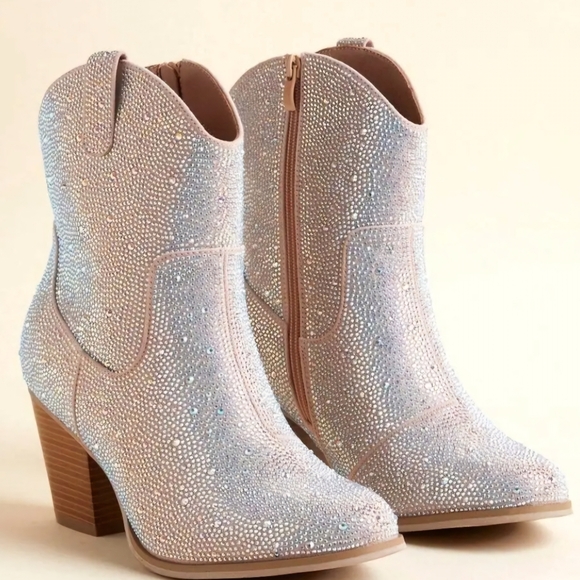 torrid Shoes - Torrid Silver Ankle Boots with Rhinestones